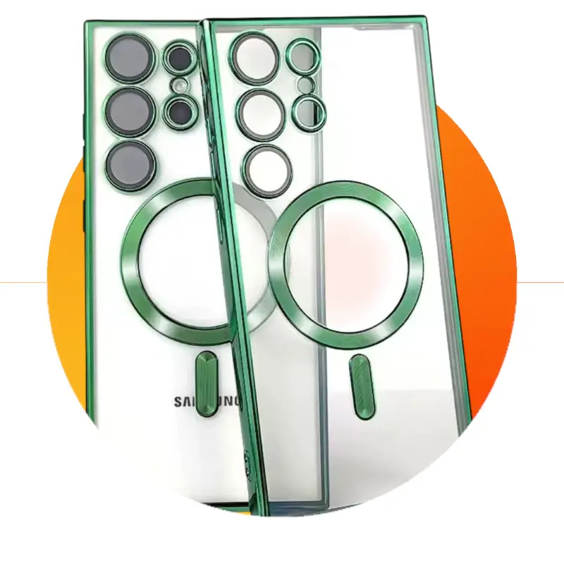 S22 Ultra شفاف مع حواف لماعة وحماية كاميرا